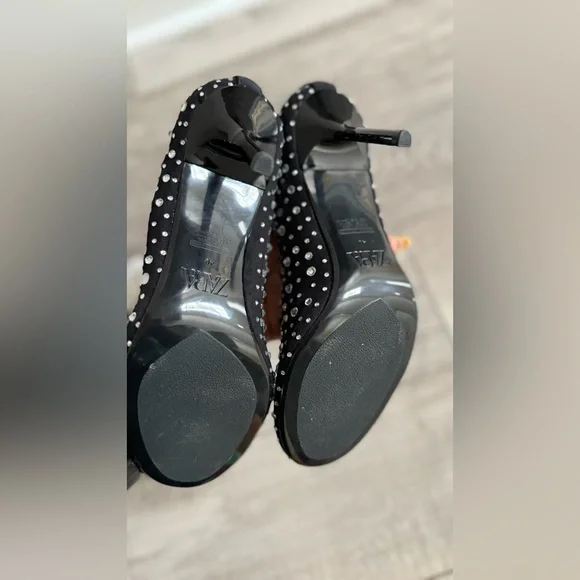 Zara Black Rhinestone Knee-High Boots- Brand New- Size 40- (9) - Picture 5 of 9